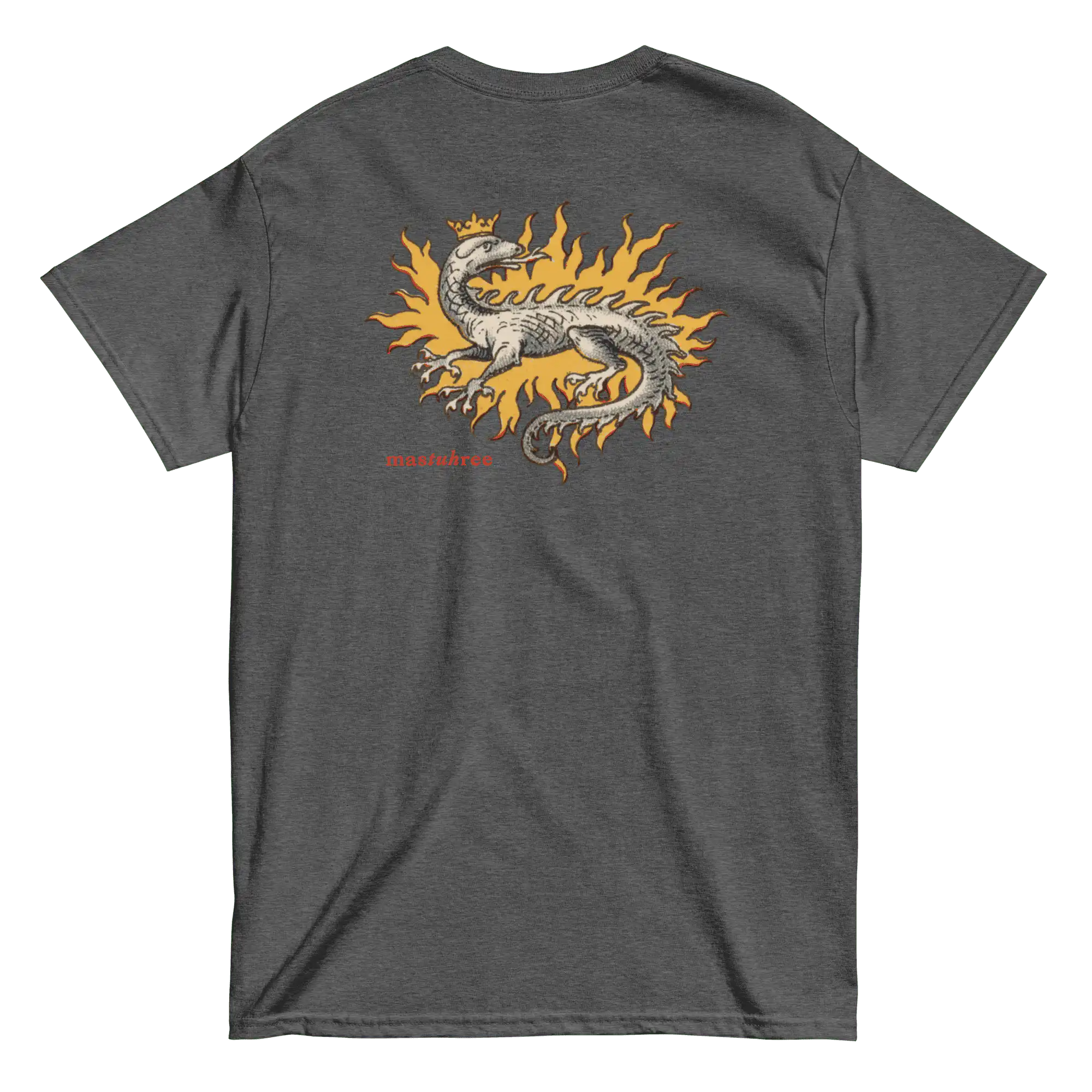 Back of Heavy Is the Head T-Shirt in bold grey featuring a crown design symbolizing leadership, power, and responsibility.
