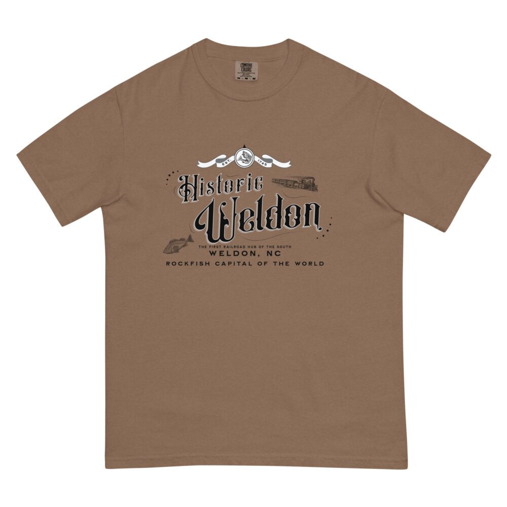 Historic Weldon Rockfish Capital of the World Graphic Tee featuring bold fish design celebrating Weldon, NC heritage.