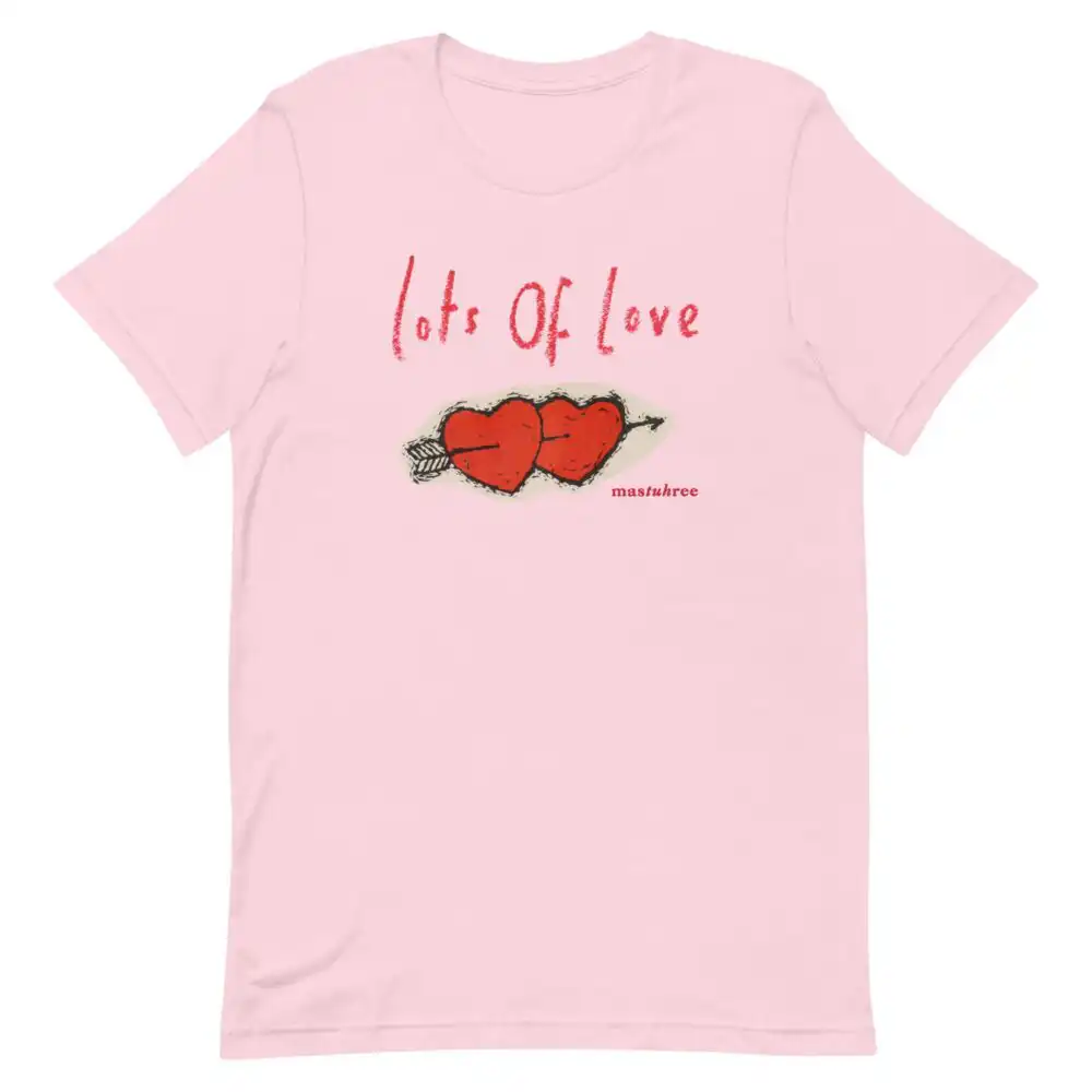 Lots of Love T-Shirt with heart graphic promoting kindness and positivity