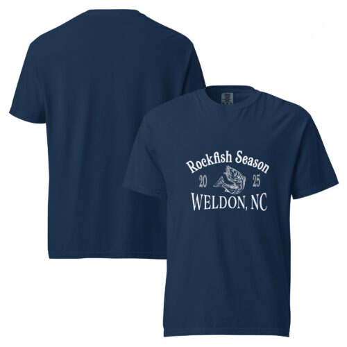 Close-up of Rockfish Season Weldon NC T-Shirt fabric – High-quality, 100% ring-spun cotton for a soft and durable feel.