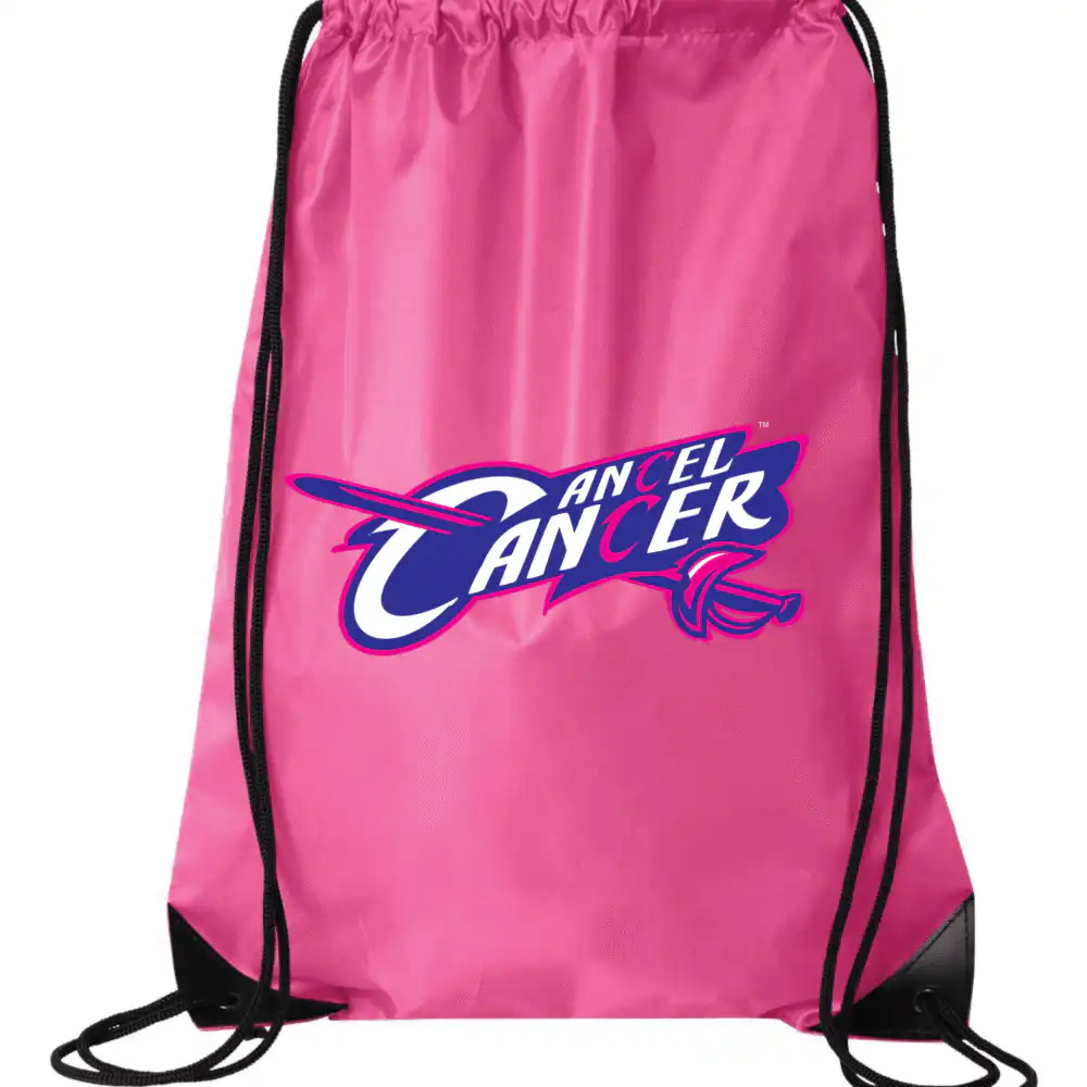 Awareness hot pink with Stand Up To Cancer design and reinforced DUROcord drawstrings