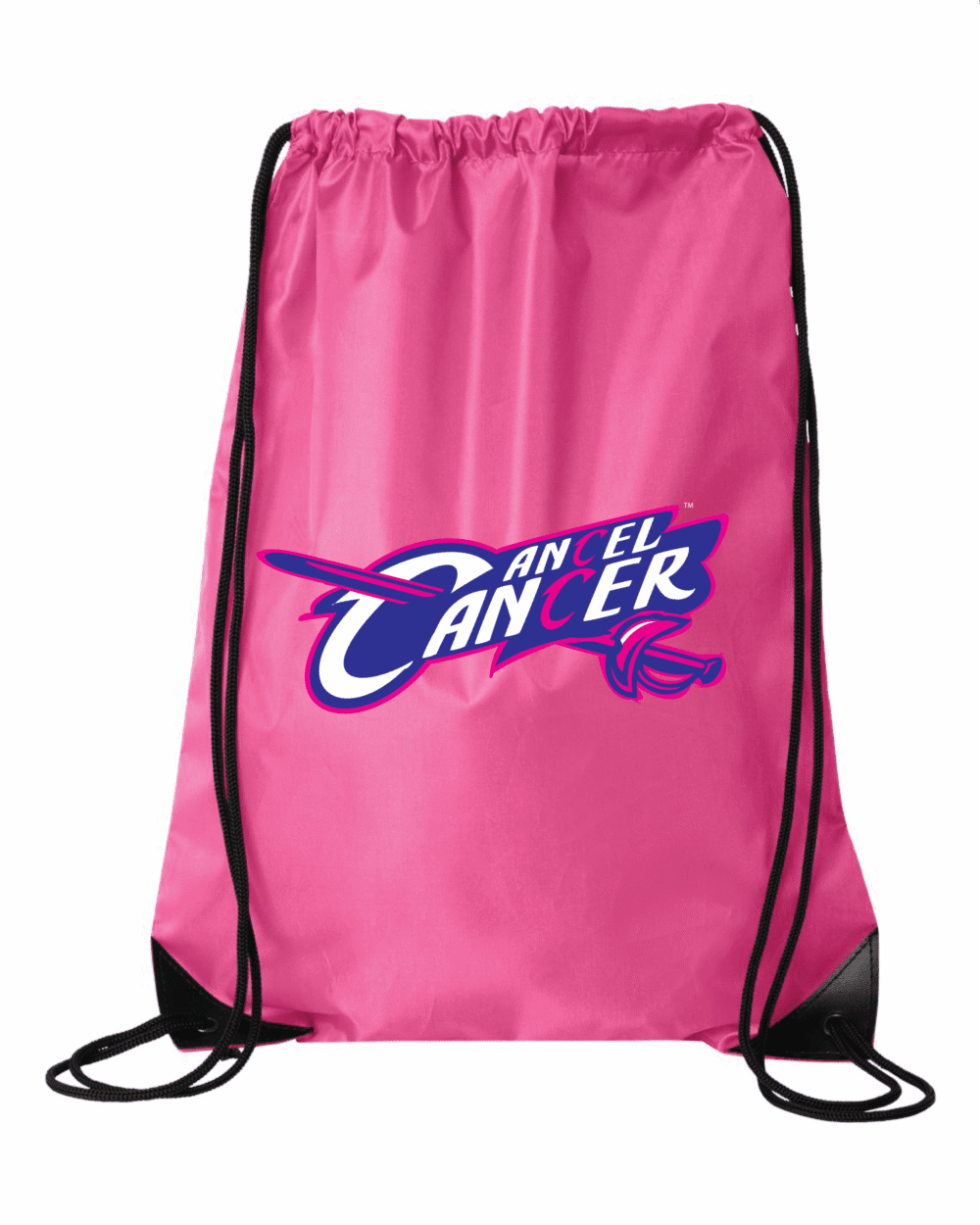 Awareness hot pink with Stand Up To Cancer design and reinforced DUROcord drawstrings
