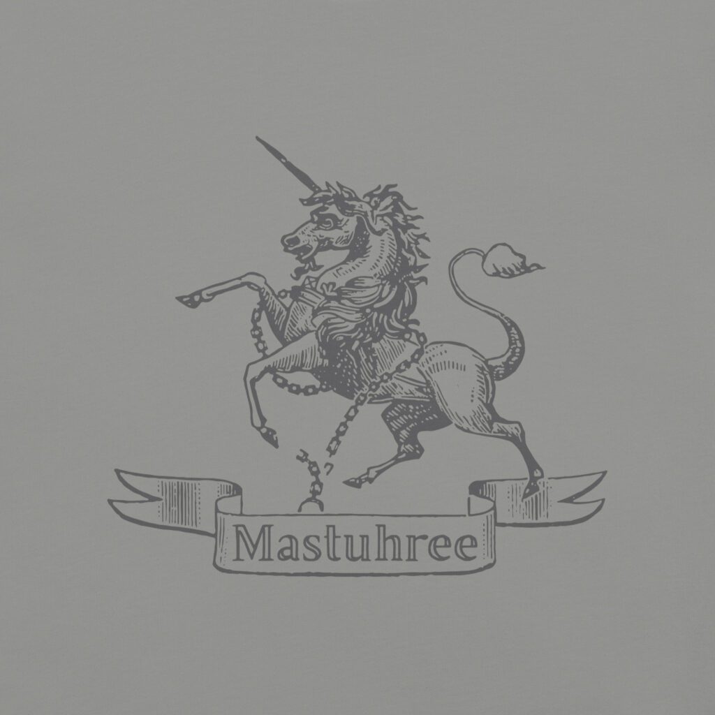 Light grey graphic tee for men with a bold unicorn print on soft ring-spun cotton