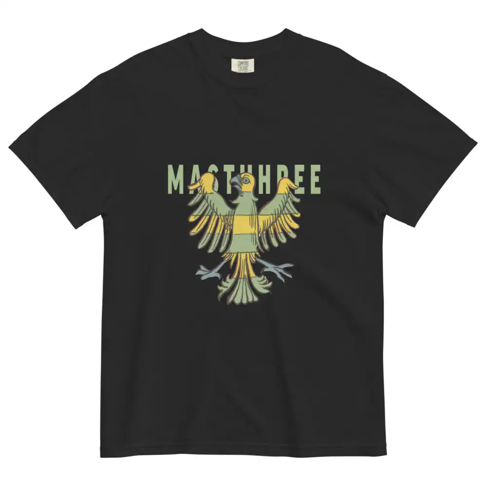 Black and green Freedom Bird Heraldry Shirt with bold bird crest design