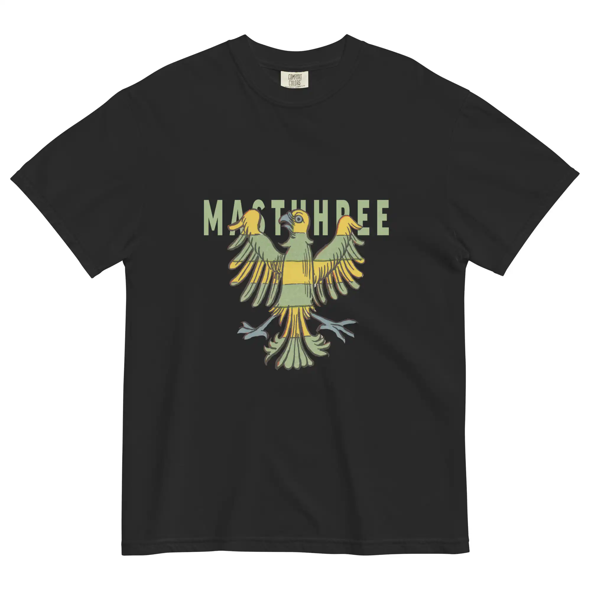 Black and green Freedom Bird Heraldry Shirt with bold bird crest design