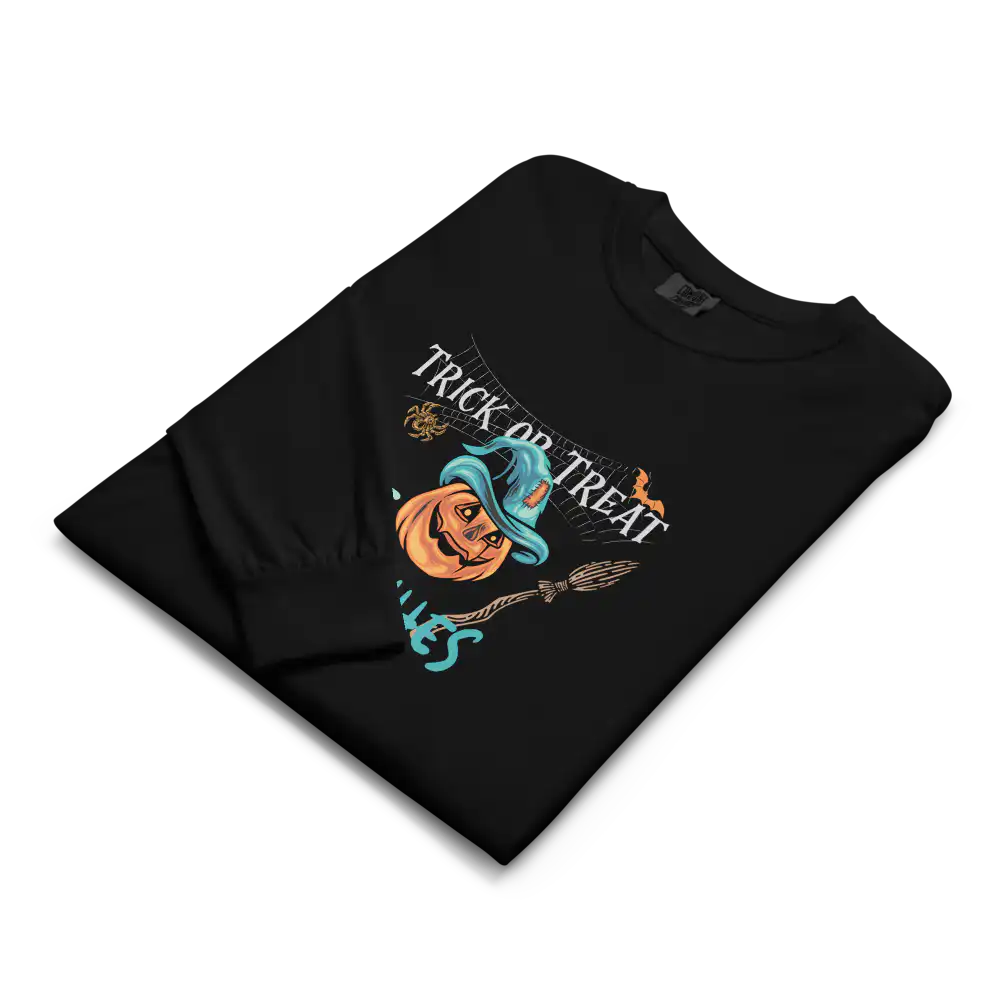 Lifestyle shot of Fake Halloween Witches T-Shirt paired with jeans and jacket, highlighting Halloween fashion