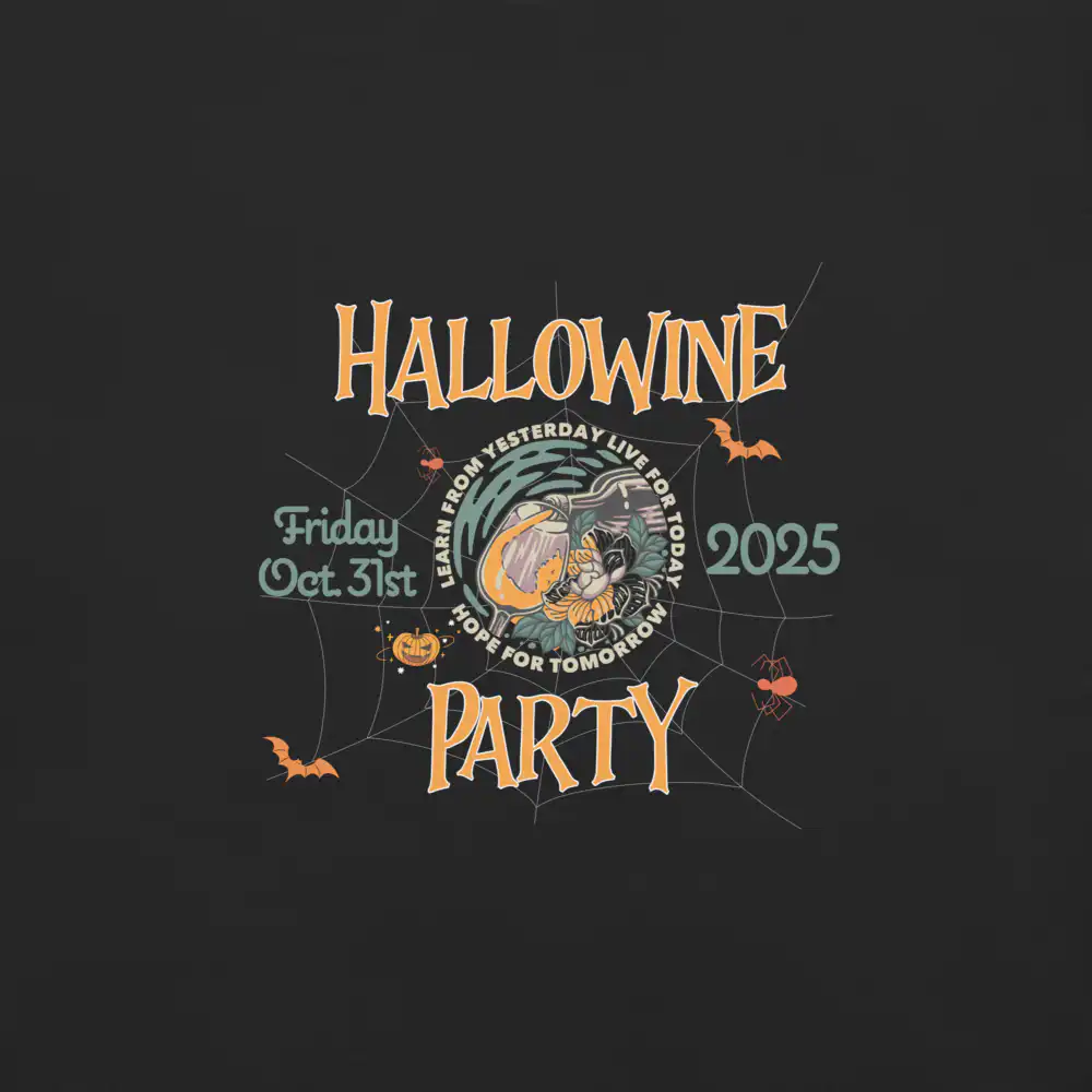Haunted Bats Hallowine Party 2025 T-Shirt – spooky unisex Halloween Party Tee with flying bats