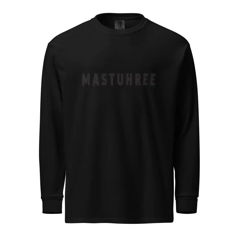 Mastuhree Classic Long Sleeve Black on Black t-shirt in rapper inspired streetwear style