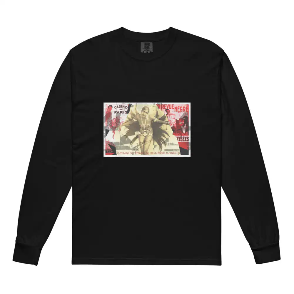 Josephine Baker Revue Nègre Banana Dance graphic tee by Mastuhree — black unisex shirt inspired by 1925 Casino de Paris performance.