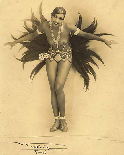 Historic image of Josephine Baker in Folies Bergère banana skirt costume