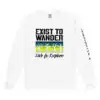 White Exist to Wander Live to Explore t-shirt with tree design inspired by Nicki Minaj quote about living with purpose