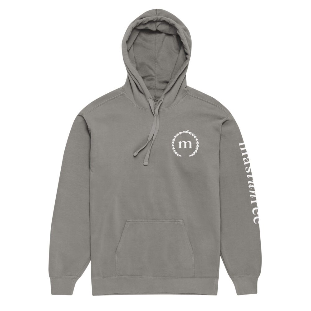Grey University Hoodie with bold collegiate lettering promoting street knowledge and common-sense wisdom
