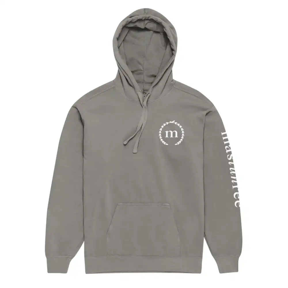Grey University Hoodie with bold collegiate lettering promoting street knowledge and common-sense wisdom
