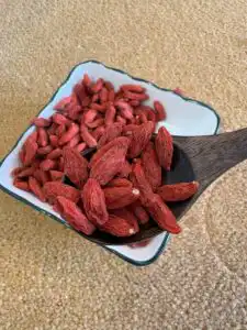 Dried goji berries used in traditional Chinese medicine