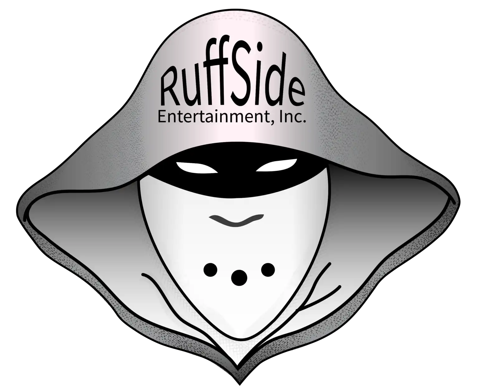Ruffside Entertainment Inc logo featuring masked character used during the Real Crookz independent hip hop era in North Carolina.