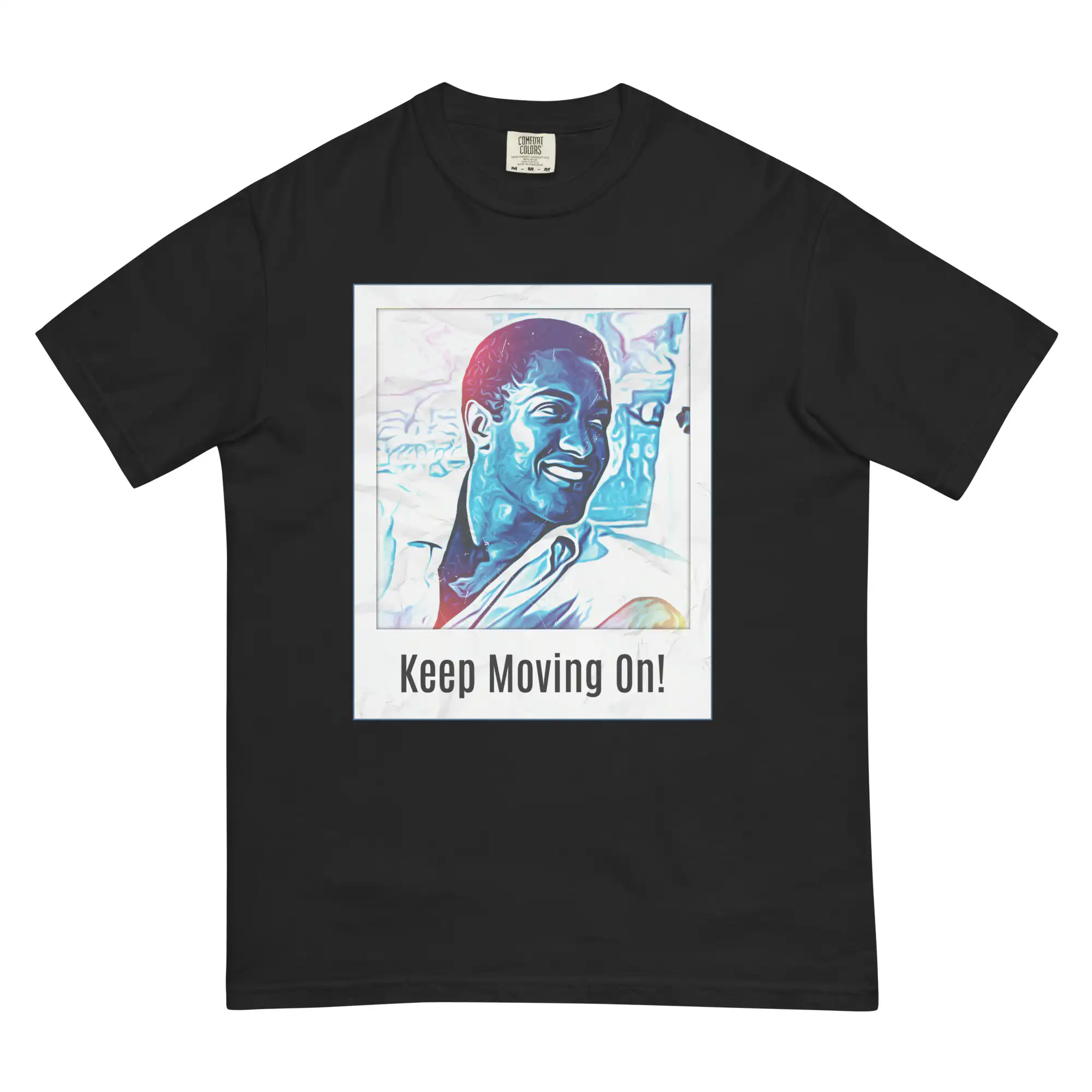 Keep Moving On Sam Cooke T-Shirt featuring a vintage-inspired portrait design celebrating soul music culture, perseverance, and classic streetwear fashion.