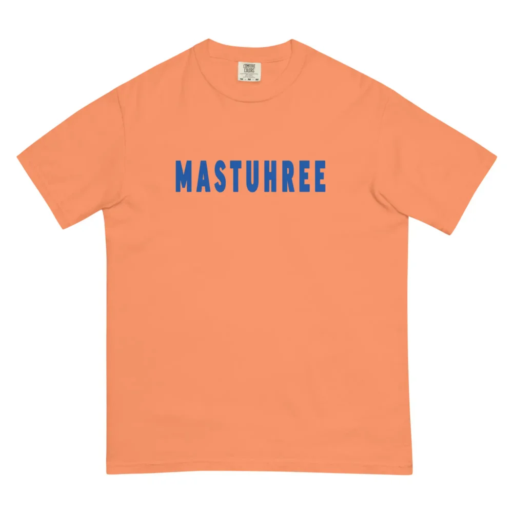 Trojan Classic heavyweight collegiate-inspired terracotta graphic t-shirt by Mastuhree Brand premium streetwear front view