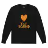 Black Follow Your Heart Halloween T-shirt featuring an orange heart and Boo, You Scared graphic